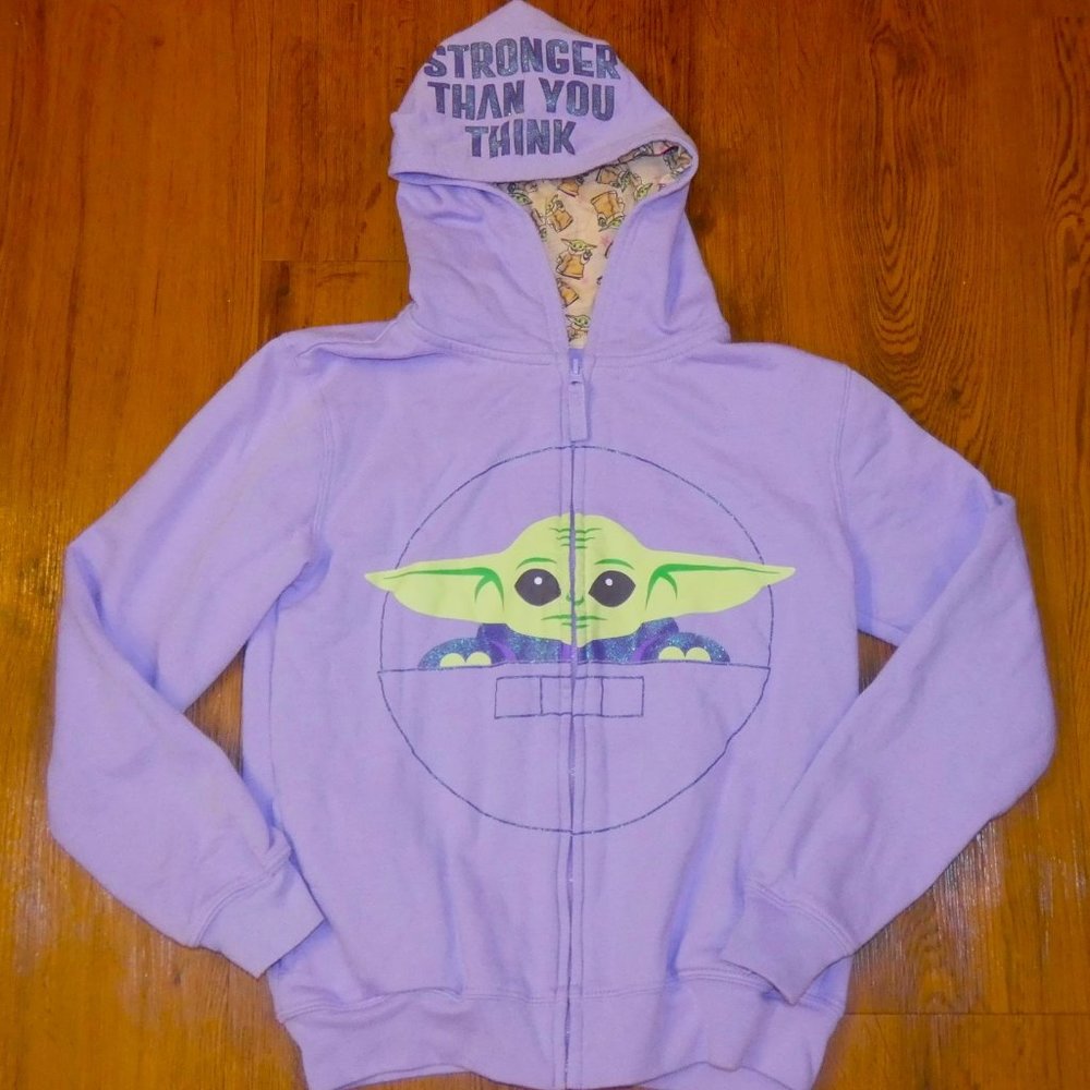 STAR WARS The Mandalorian Girls 14-16 Baby Yoda Purple Fleece Zip Up Hoodie